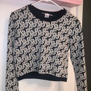 Women's Floral Long Sleeve Crop Top